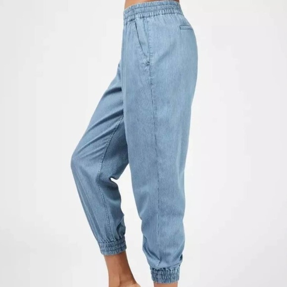 Sweaty Betty Twilight 7/8‎ Trouser S Blue Chambray Stripe Jogger - Picture 1 of 12